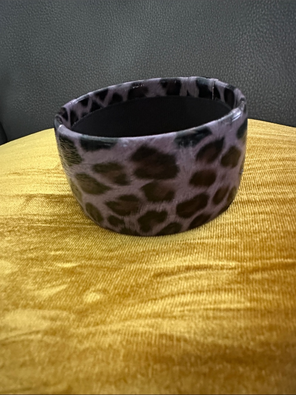 Leopard Print Wide Bracelet in Lavender,Black and Brown